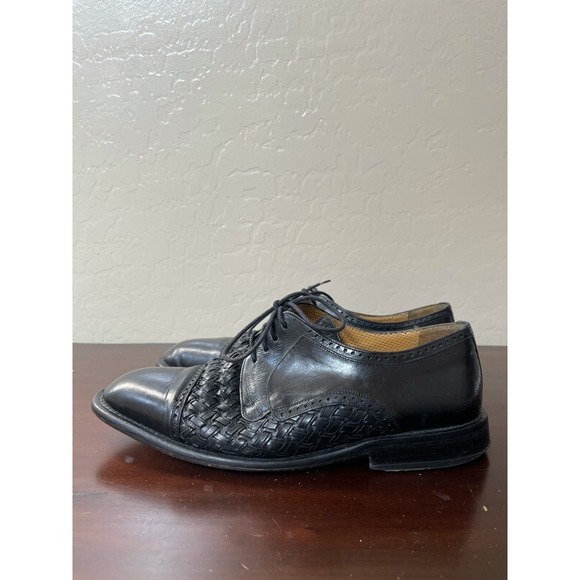 Mezlan Mens Cancun Oxford Dress Shoes Black Basket Weave Cap Toe Lace Up 8 W - Picture 6 of 7